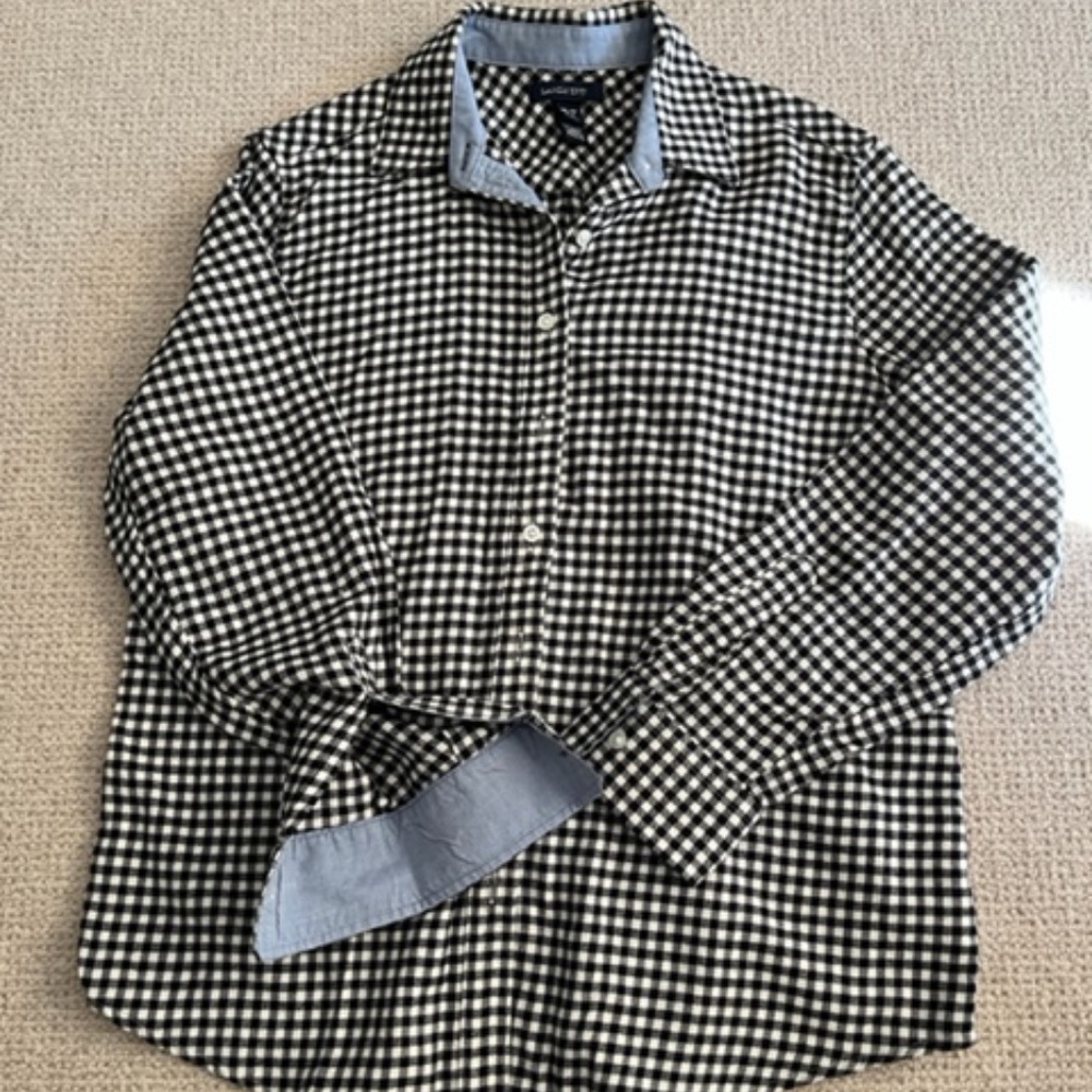 Black/white cotton flannel check shirt;   Land's End;   M/P;